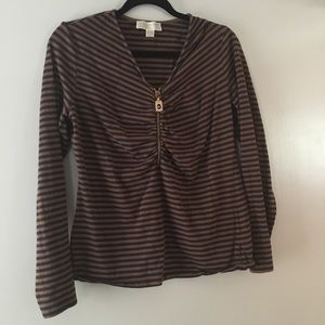 Michael Kors Long Sleeve Zip Top